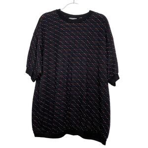 BY DESIGN Vintage Short Sleeve Polka Dot T-Shirt Oversized Fit Black Size XLarge